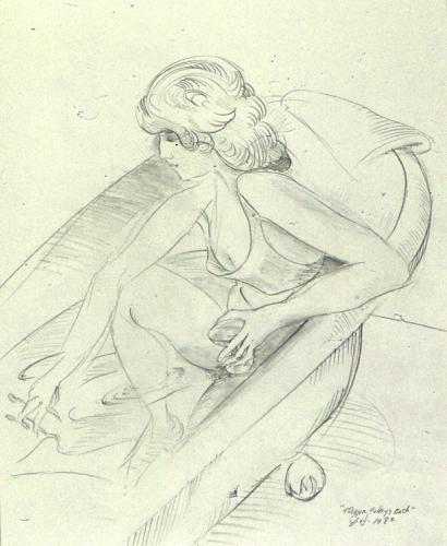 At the bath, 1982, Life drawing, Pencil